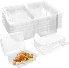 Disposable Sturdy Plastic Hinged Food Containers with Clear Lids 40 Pack