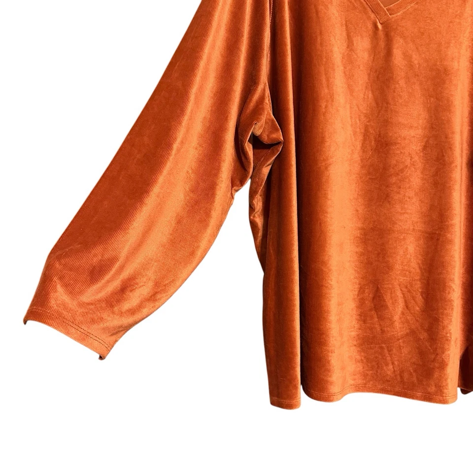 Belle by Kim Gravel Velvet Corduroy V-Neck Grommet Side Tie Top 5X - Image 2 of 4