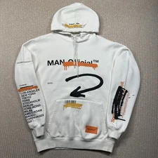 Boohoo Hoodie Mens Large White Graffiti Street Art Hip Hop Rap