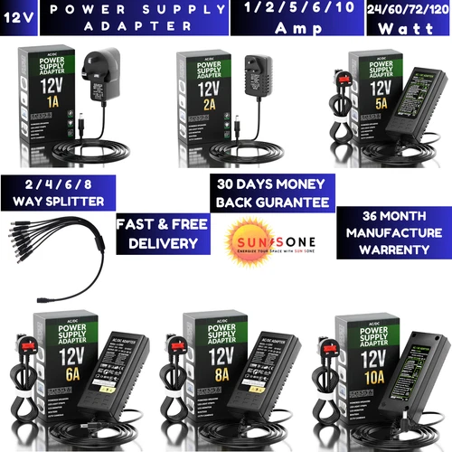 12V 1/2/5/6/8/10 A Power Supply Adapter Transformer LED CCTV  2.1mm UK Plug/ PSU