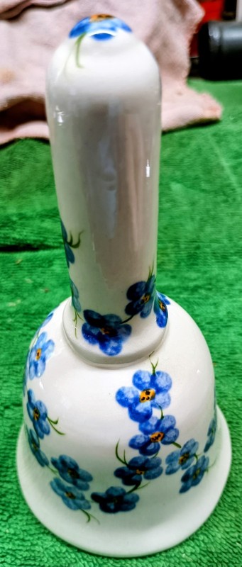 Ceramic Vintage Bell Forget Me Not Bell The Alaskan State Flower Signed