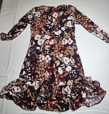 Tommy Hilfiger Women's Dress Sz 2 burgundy and browns ruffle hem