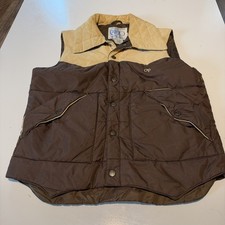 Vintage 80s Op Ocean Pacific Puffer Vest Brown/Tan Size X- Large Corduroy