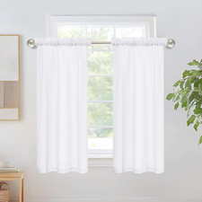Linen Look Cafe Curtains - Thermal Insulated Privacy Tier Curtains for Kitchen 