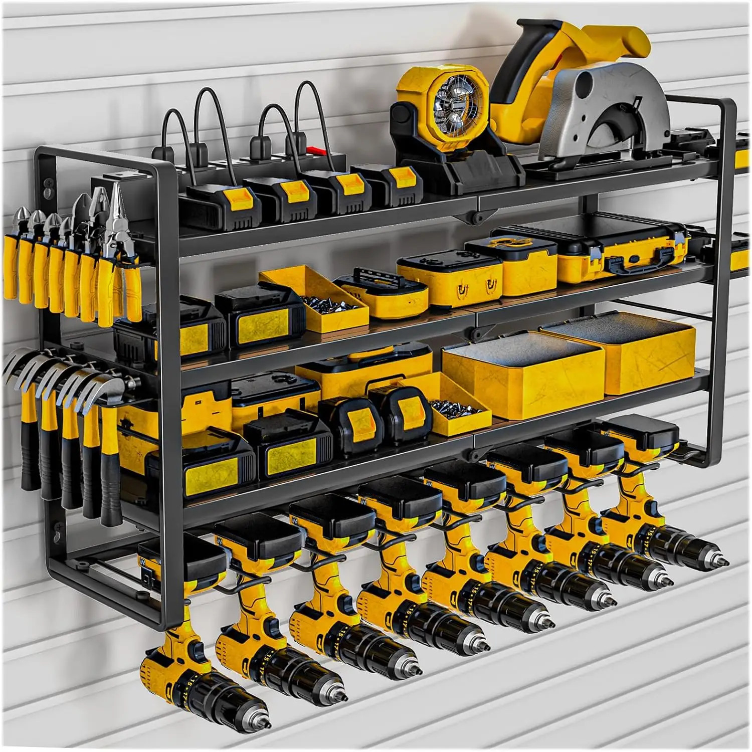 XXL 8 Drill Power Tool Organizer Storage Rack Cordless Tool Rack Holder 4 Layer