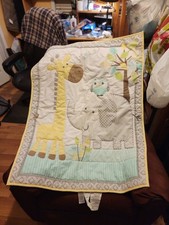 Garanimals Gray Forest Animals Baby Crib Quilt White  Yellow -