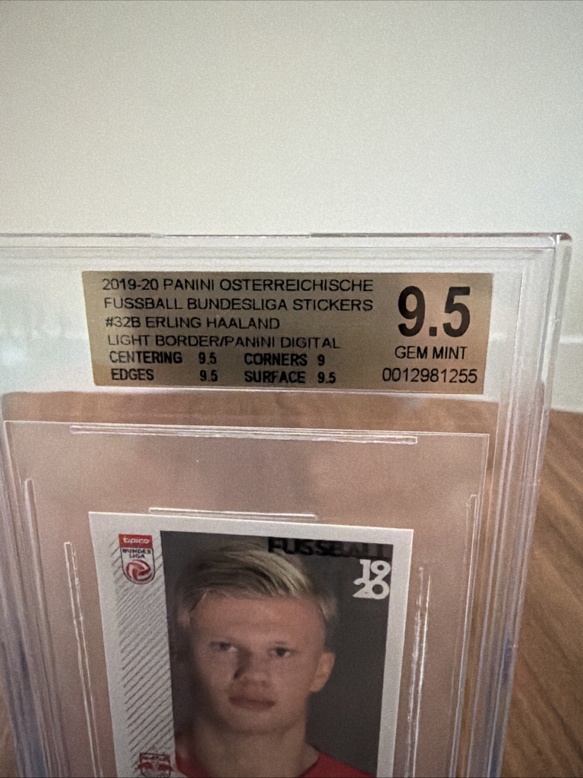2019-20 Panini Austrian Bundesliga #32 Erling Haaland Rookie Sticker BGS 9.5 USA view 3