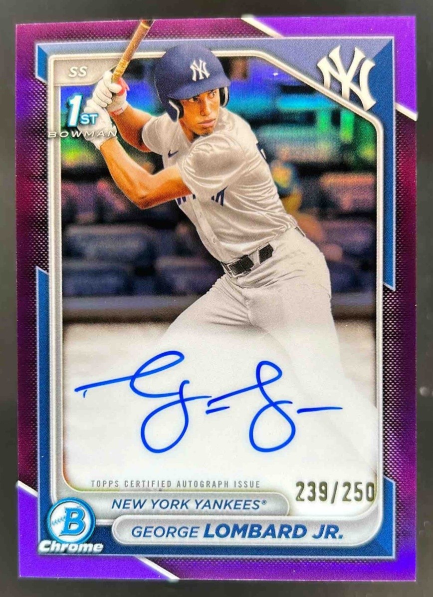 2024 Bowman George Lombard Jr. Chrome Auto Purple Refractor 1st Prospect #/250