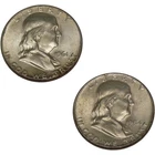 1954-D 1961 Franklin Half Dollar 2 Coin Lot BU 90% Silver Coins