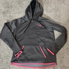 Under Armour Hoodie Women's L Storm Armour Fleece Pullover Gray Pink Activewear