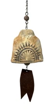 Vintage Terry Stone Ceramic Bell Wind Chime Paolo Soleri Arcosanti 19” Sunburst