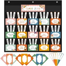 Jobs Pocket Chart for Classroom with 69 Cards - Teacher Helping Hands Pocket ...