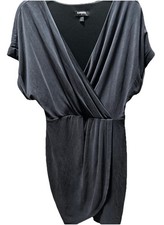 Express Faux Wrap Dress Lined Modal And Polyester Size XS Charcoal Gray