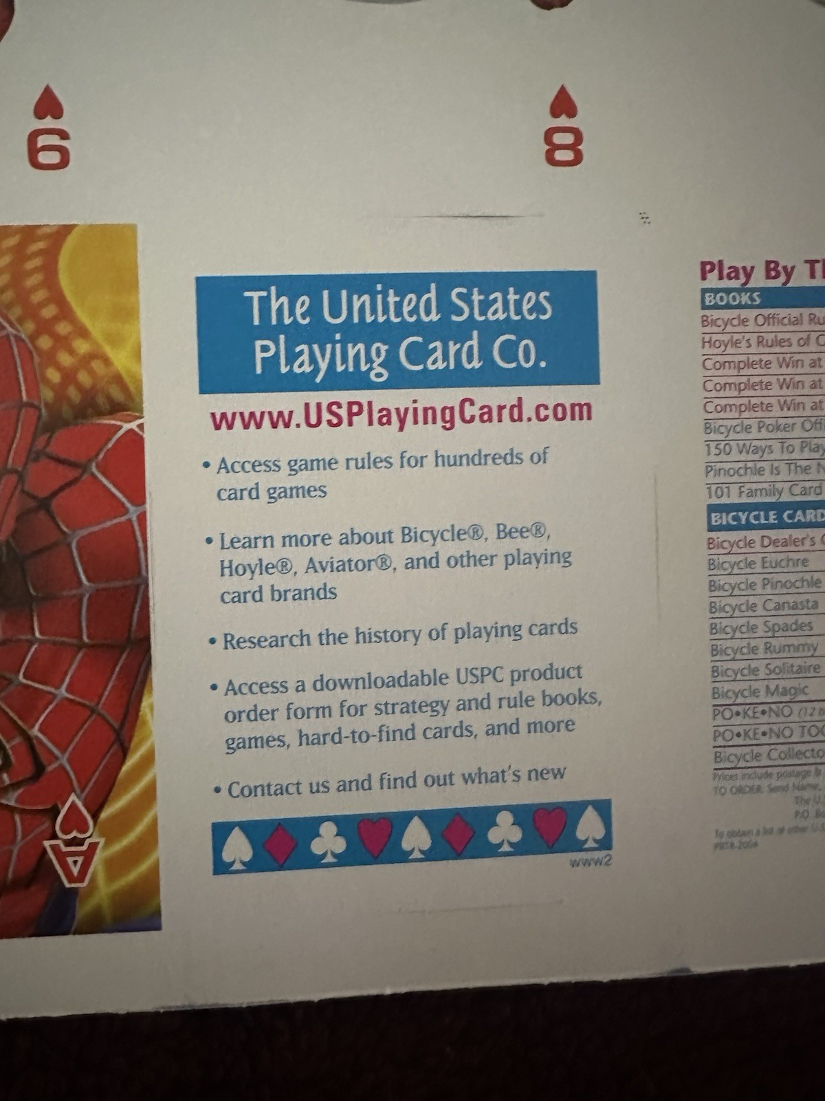 Uncut Playing Cards Spider-Man 2 From The Us Card Company