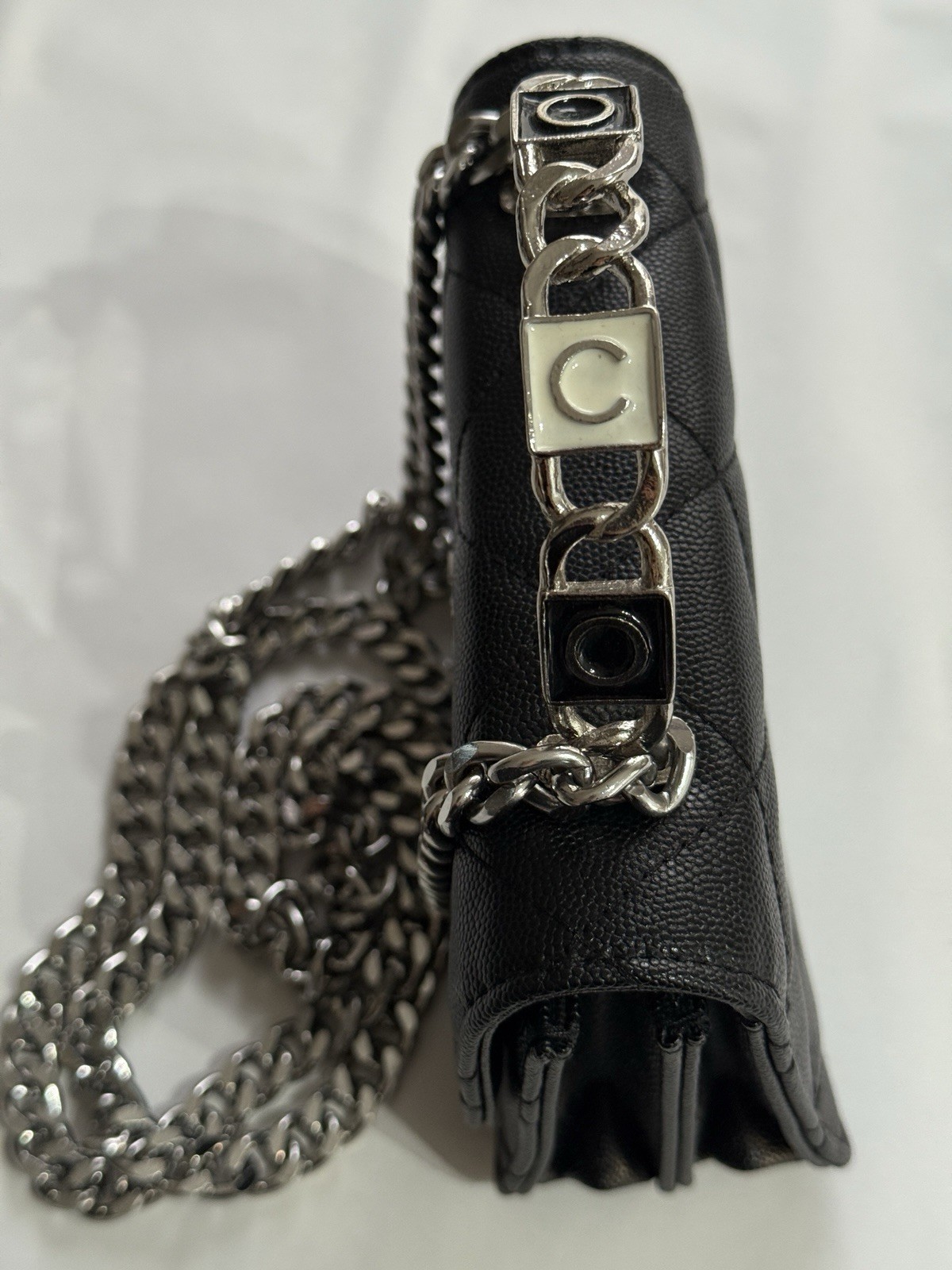 CHANEL Mini Top Handle Flap Bag Black Caviar Silver HW Authentic image 9