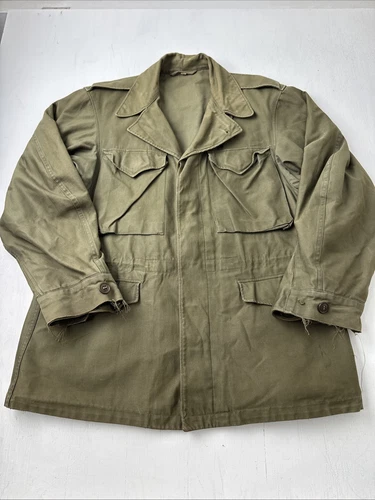 Vintage 1940s WWII M-1943 Field Jacket Military Combat Army Size 36R Distressed