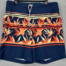 Sonoma Board Shorts Mens Large Blue Floral Mesh Lined Drawstring Swim Trunks NEW