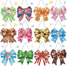 12 Pcs Seasonal Diamond Art Wreath Kits Holiday 5d DIY Diamond Painting Signs...