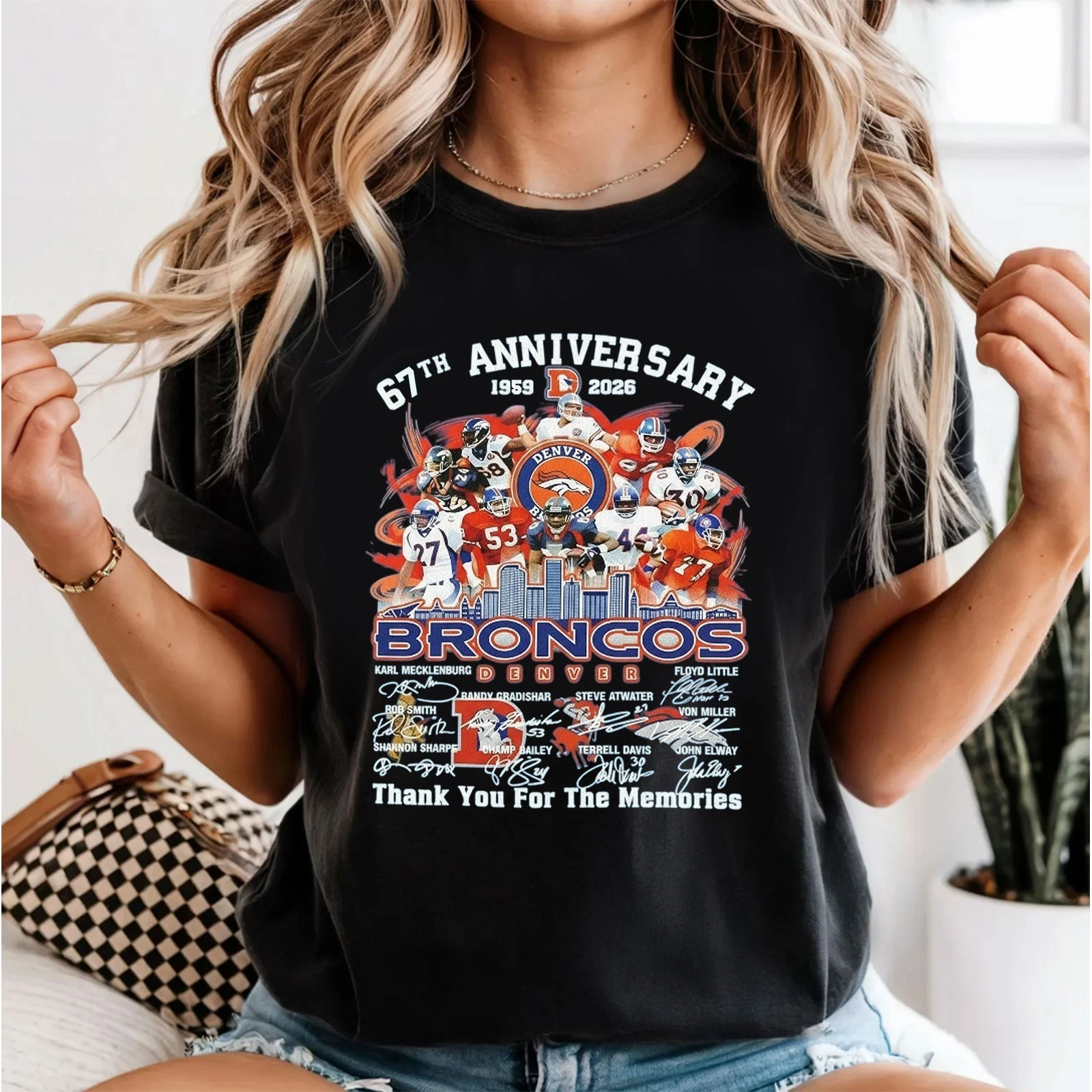 Denver Broncos 67th Anniversary 1959-2026 Signatures Division Champions T-Shirt