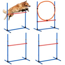 Uimoso Dog Agility Kit Obstacle Training Equipment 4 PCS Set Hurdles Jump Ring