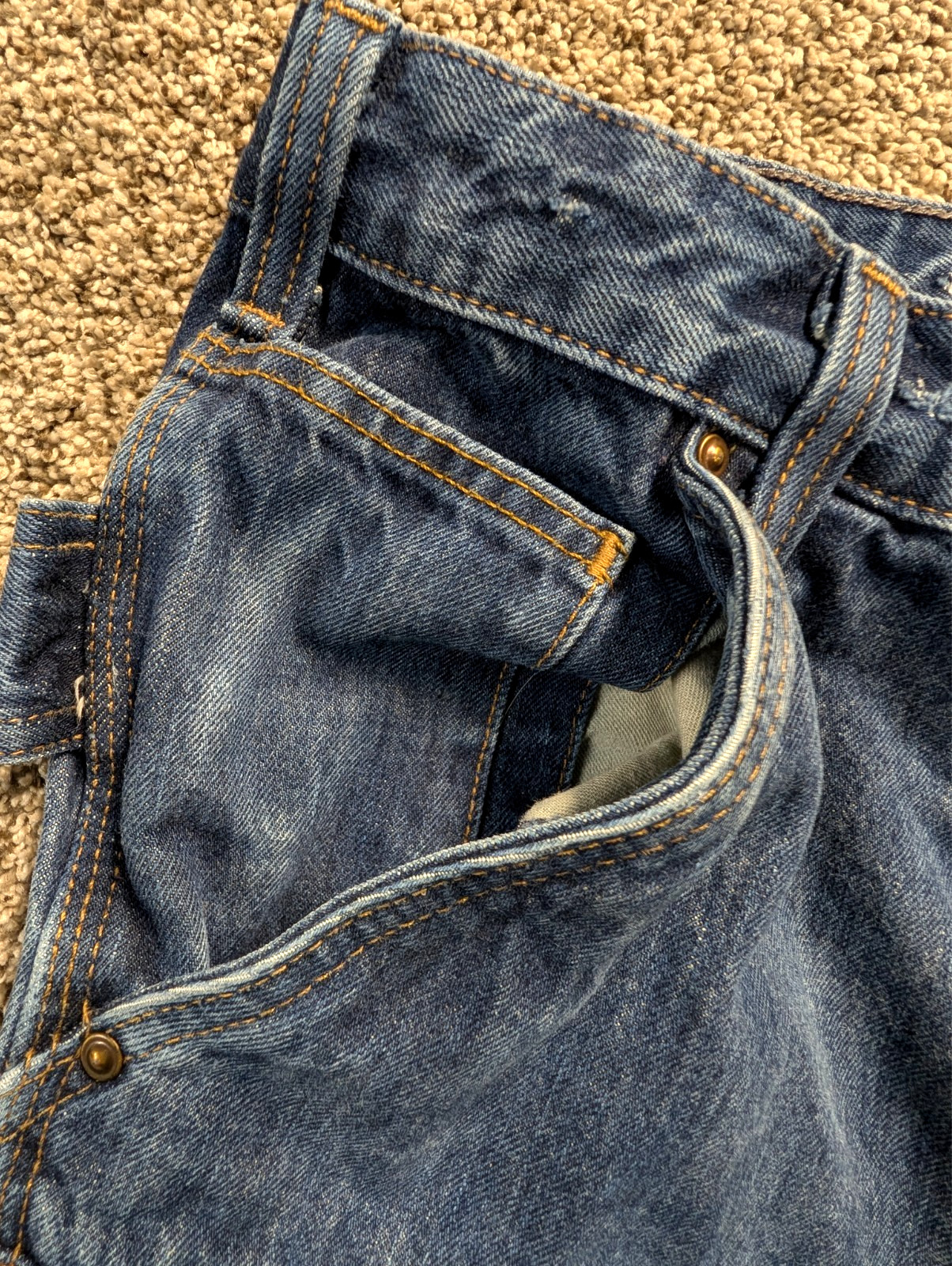 Carhartt Double Knee Jeans Mens 30x32 Distressed Dark Wash Relaxed Fit thumbnail 5