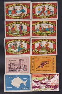 c2578) 10 x MIXED LOT OF VINTAGE WORLD MATCHBOX LABELS