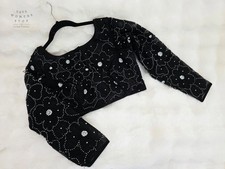 Midnight Onyx Black Designer Net Crystal Work...