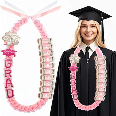 Graduation Money Lei with Cash Holder Double Braided Ribbon Leis Gift for Class