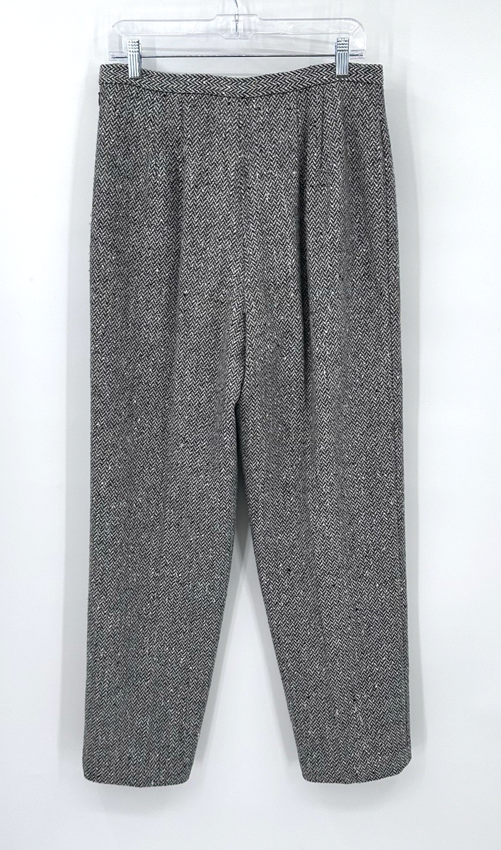 vintage 90s TALBOTS 100% wool tweed pants trousers gray 12 tapered