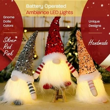 2pcs LED Lighted Christmas Gnome Handmade Santa Elf Figurine Faceless Doll Decor