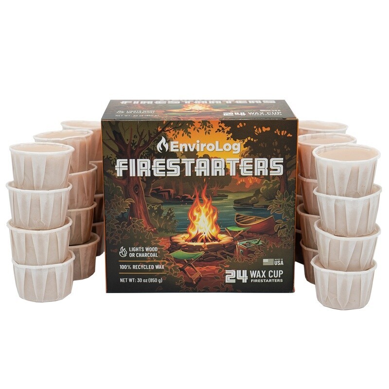 Fire Starters 24 Count Eco-Friendly Indoor Outdoor 20 Min Burn Time Non-Toxic US