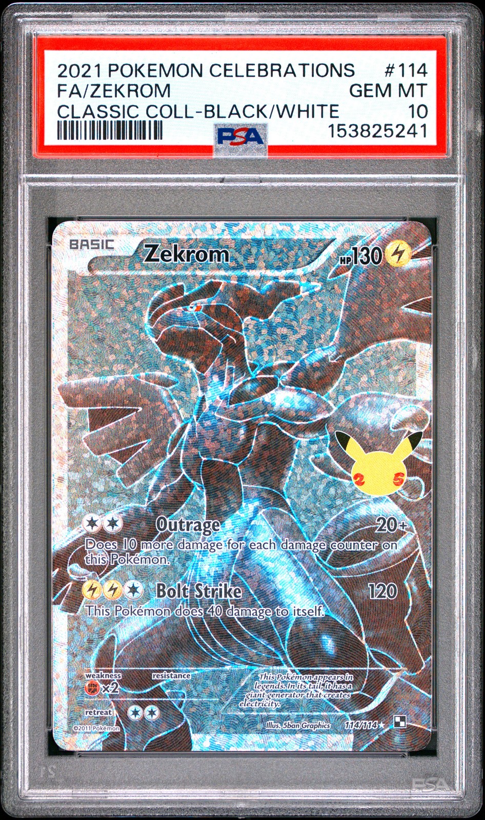 2021 POKEMON CELEBRATIONS CLASSIC COLLECTION #114 FULL ART/ZEKROM PSA 10