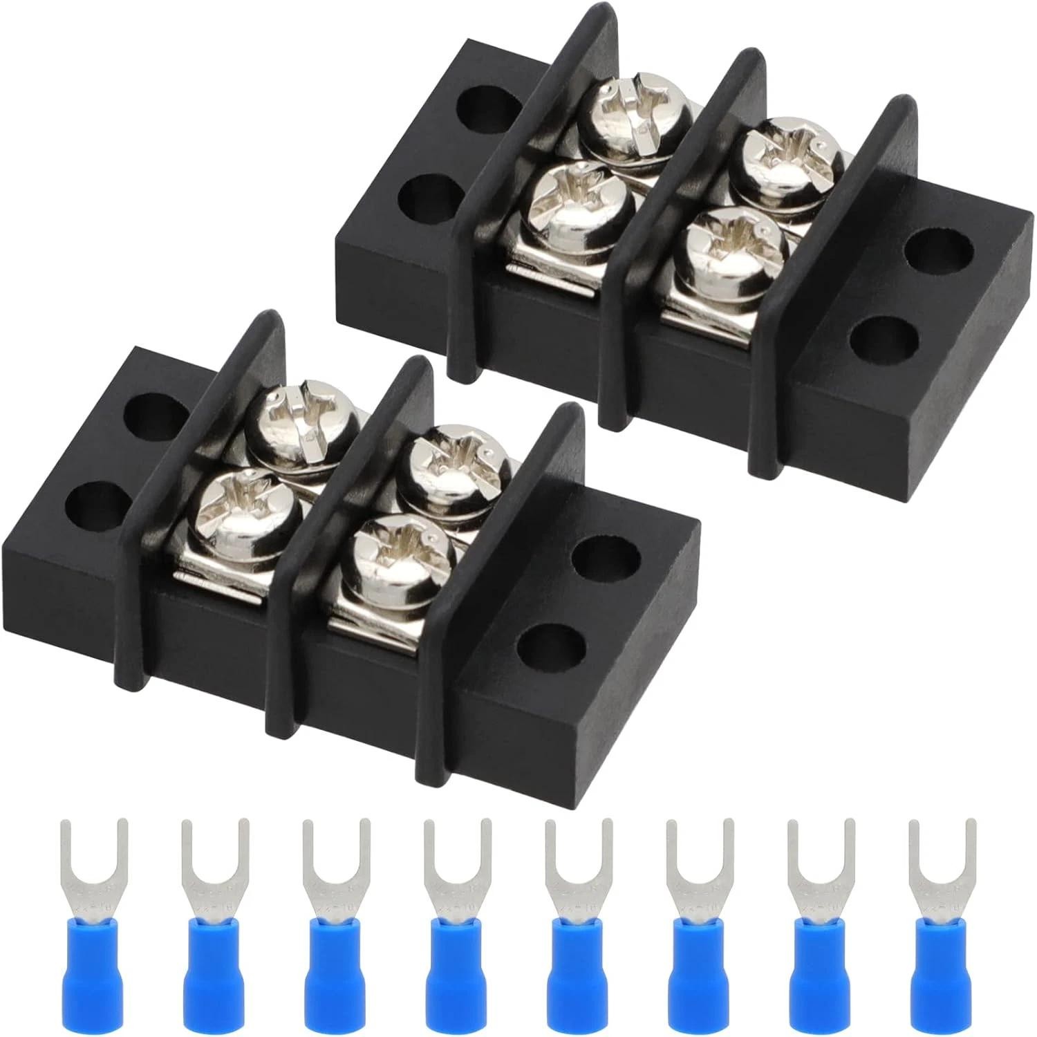 Terminal Block2 Pack 4 Circuits 20-30a 200v-450v Dual Row Screw Terminals St...