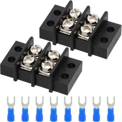 Terminal Block2 Pack 4 Circuits 20-30a 200v-450v Dual Row Screw Terminals St...