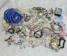 Mixed Costume Jewelry Lot 3.5lb Resell All Wear Silvertone w/Signed Vintage Now