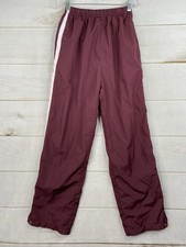 Vtg Holloway Track Pants Adult XS Burgundy Windbreaker Mesh Lined Zip Ankle Y2K