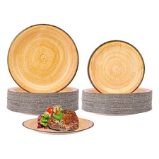 150 PCS Wood Grain Paper Plates- 7  9 Inch Rustic Paper Dinner Plates, Desse...
