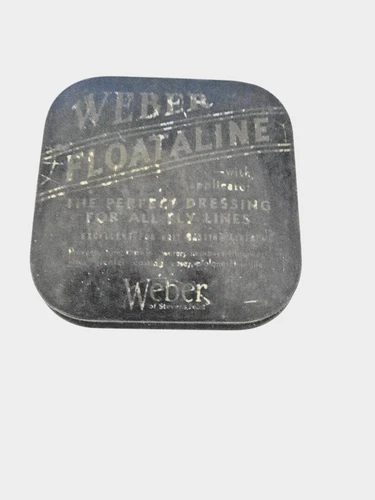 Vintage WEBER FLOATALINE TIN DRESSING FOR ALL FISHING FLY LINES 1930's