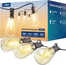 LED Outdoor String Lights, 100FT Patio Lights with 32 Edison Shatterproof Bulbs,