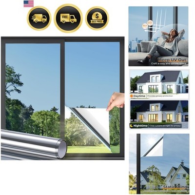 Window Privacy Film, One Way Window Tint for Home, Static Cling Anti UV Sun B...