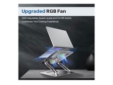 YICOSUN Adjustable laptop cooling stand with 2 silent fans and RGB lighting, alu