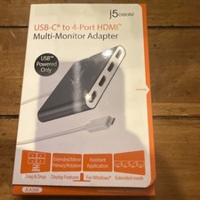 USB-C to 4 Port HDMI Adapter Hub- Multi Monitor Splitter - Support 4 1080p