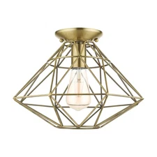 Livex Lighting 46248 Geometric 14"W Semi-Flush Ceiling Fixture - Brass