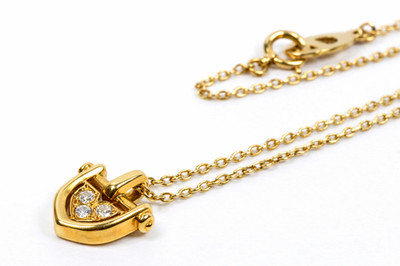 Vintage Christian Dior Diamond 0.31ct 18k Yellow Gold Chain Necklace Pendant
