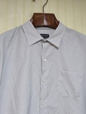 Van Heusen Shirt Mens XL 17-17.5 Gray White Micro Check Short Sleeve Button Up