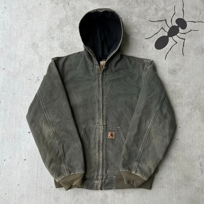 Carhartt J25 MOS green hooded active work wear jacket Medium