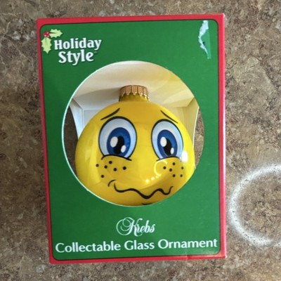 Krebs Dear Santa I Can Explain Happy Yellow Glass Hanging Ornament Christmas