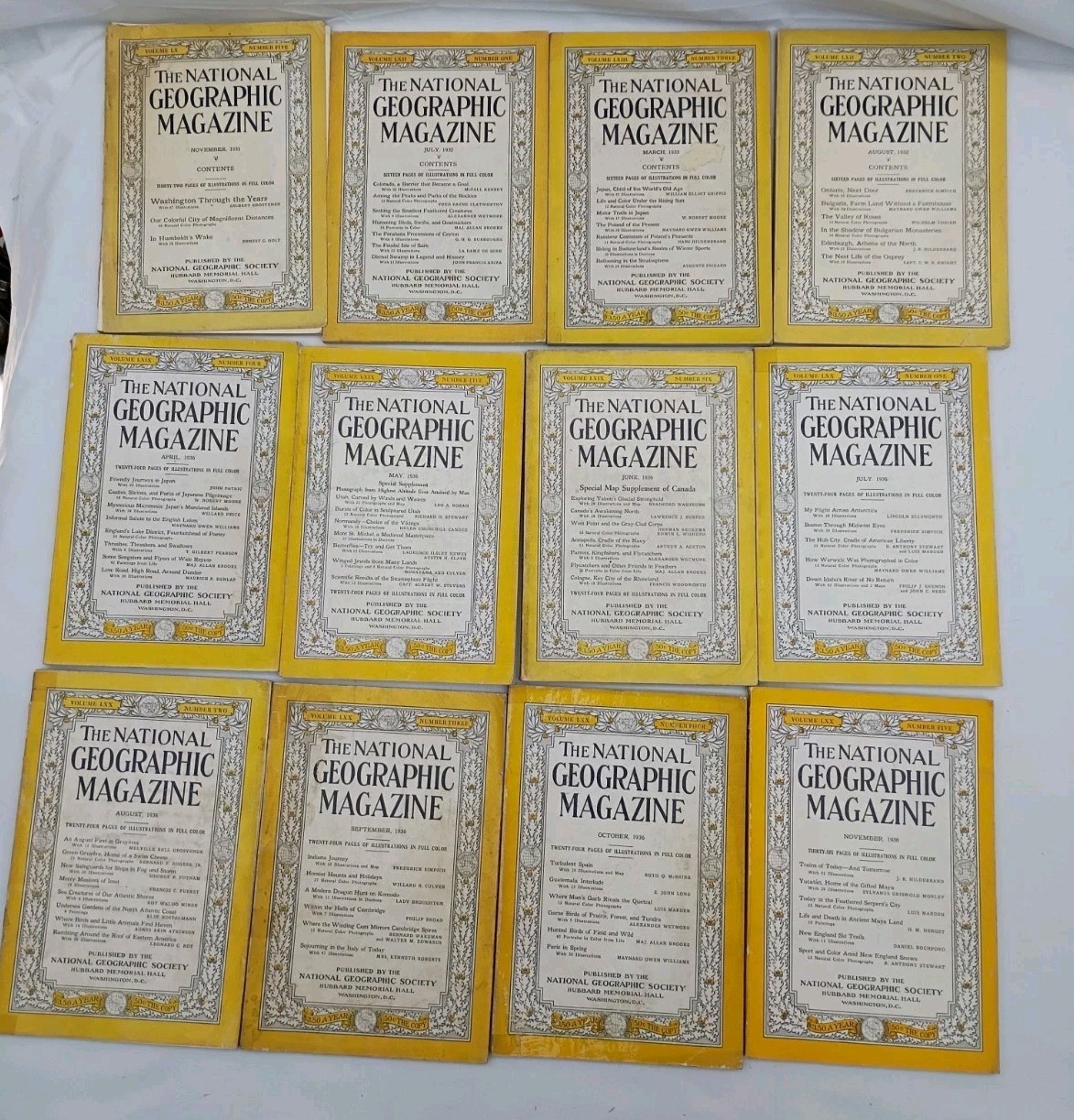 Lot Of 13, 1930's,  National Geographic Magazines Vintage History Vintage Histor