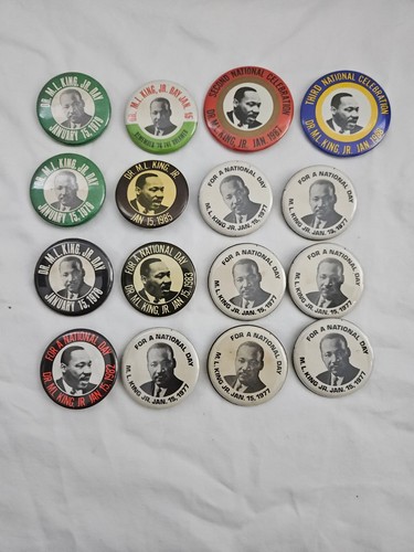 Lot Of 16 Vintage Martin Luther King Jr. Pinback Buttons MLK Day RARE