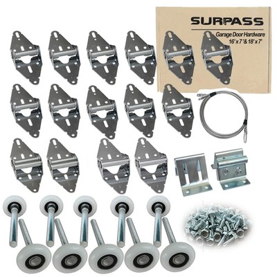 Garage Door Hardware Kit Roller/Hinge/Top Bracket/Wire Rope (for 16'x7' and 1...